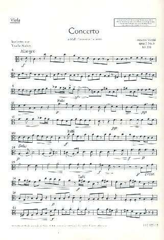 Vivaldi L'Estro Armonico Op 3/6 RV 356 Viola Part - Schott Music, 4 Pages