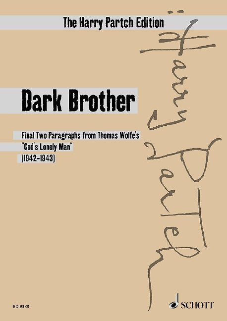 Harry Partch: Dark Brother — Voice & Ensemble Study Score (Schott Music)
