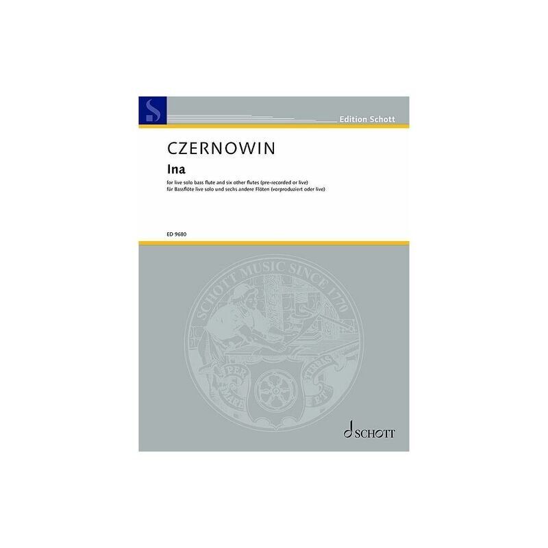 Czernowin - Ina Solo Bass Flute & 6 Other Flutes SC/PTS by Schott Music, 88 Pages