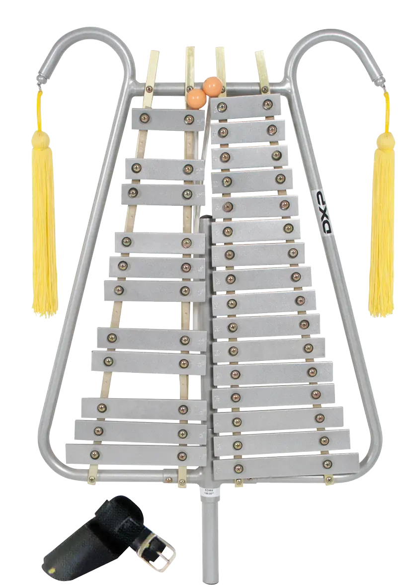 DXP Marching Bell Lyre F-G Chrome with Mallets, 27 Bars, Model ED989