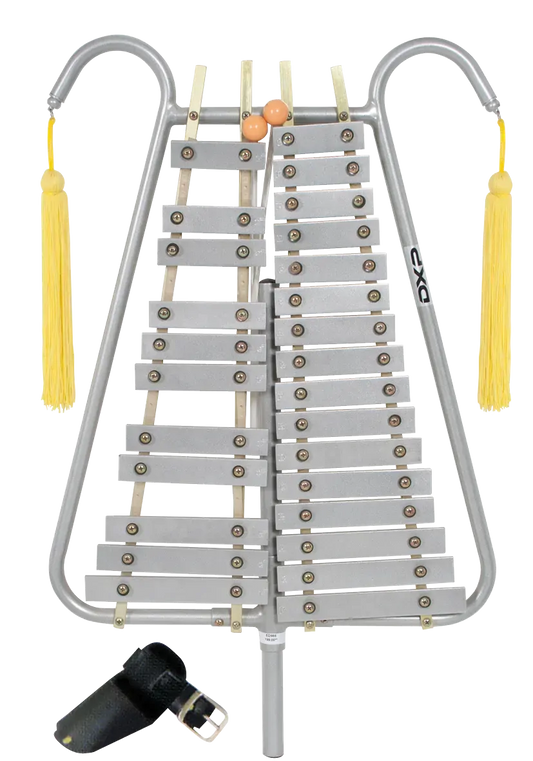 DXP Marching Bell Lyre F-G Chrome with Mallets, 27 Bars, Model ED989