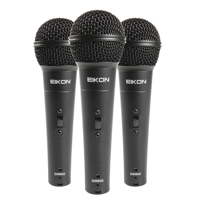 Eikon DM800 Vocal Microphone Kit - 3 Dynamic Mics, Clips & ABS Case, Cardioid Polar Pattern, 60-14000 Hz Frequency Response, 130 dB Max SPL — view 2