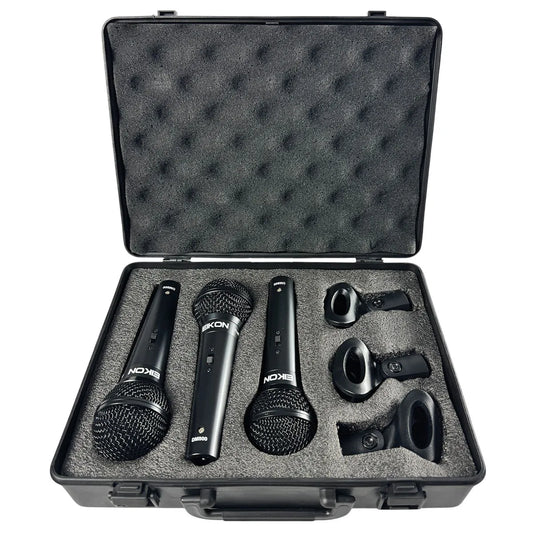 Eikon DM800 Vocal Microphone Kit - 3 Dynamic Mics with Clips & ABS Case [EDM800KIT]