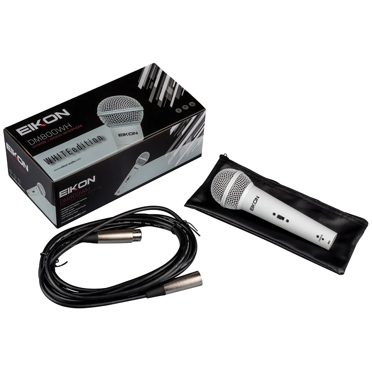 Eikon DM800 White Vocal Dynamic Microphone with 4.5m XLR Cable, Cardioid Polar Pattern, Frequency Response 60-14000 Hz — view 4