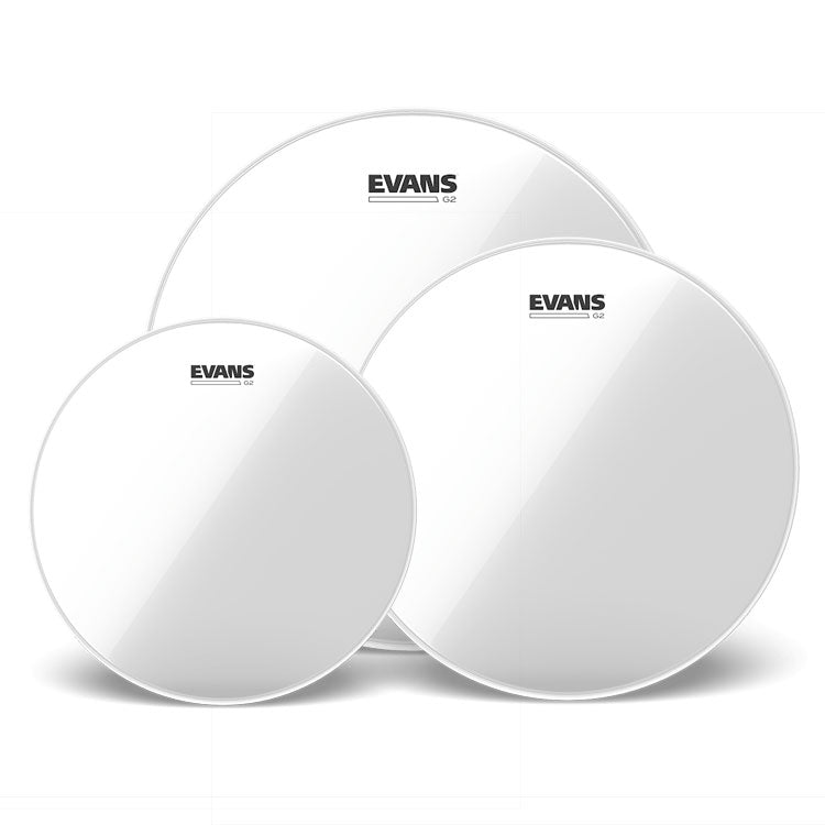 Evans G2 Clear Drumhead Pack 10", 12", 14" - Two Plies, Durable, Level 360 Technology