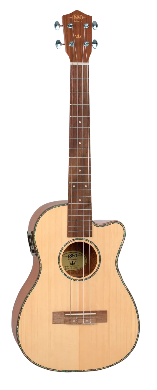 1880 Ukulele Co 200 Series Baritone Electric Acoustic Ukulele, Natural Satin