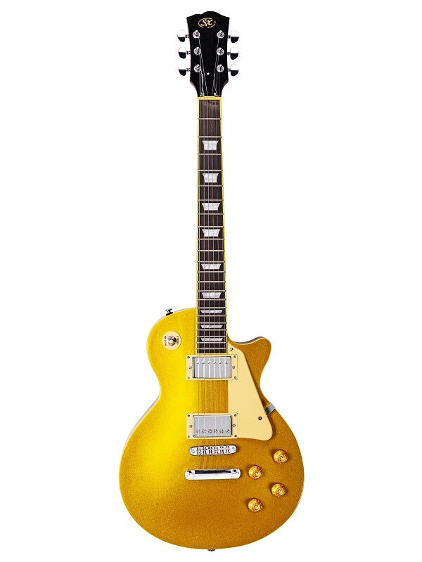 SX Deluxe LP Style Electric Guitar - Gold Top, Mahogany Body, Set Neck, 2 Humbuckers, Rosewood Fingerboard, Includes UPlay Guitar Guide — view 2