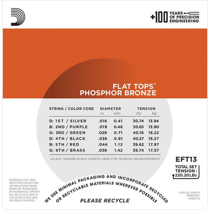 D'Addario Flat Tops Acoustic Guitar String Set 16/56 Phosphor Bronze F/W Dobro — view 4