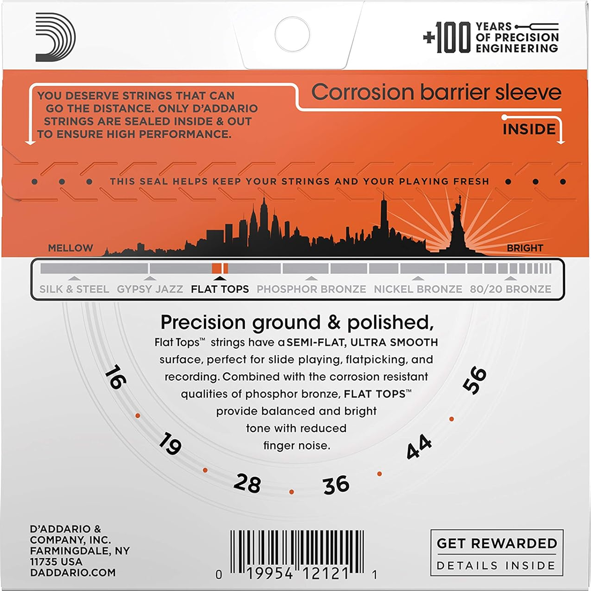 D'Addario Flat Tops Acoustic Guitar String Set 16/56 Phosphor Bronze F/W Dobro — view 2