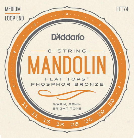 D'Addario EFT74 Flat Tops Mandolin Strings, Medium, 11-39