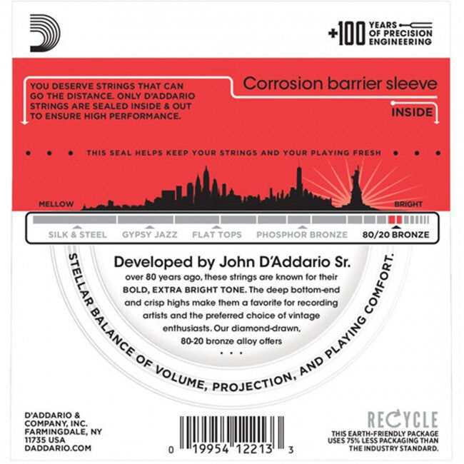 D'Addario EJ12 Acoustic Guitar String Set 13-56 Bronze Medium — view 2