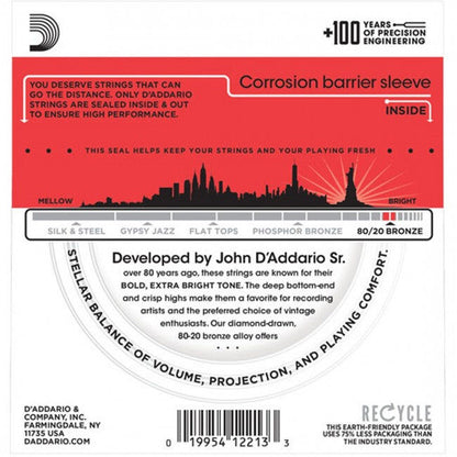 D'Addario EJ12 Acoustic Guitar String Set 13-56 Bronze Medium — view 2