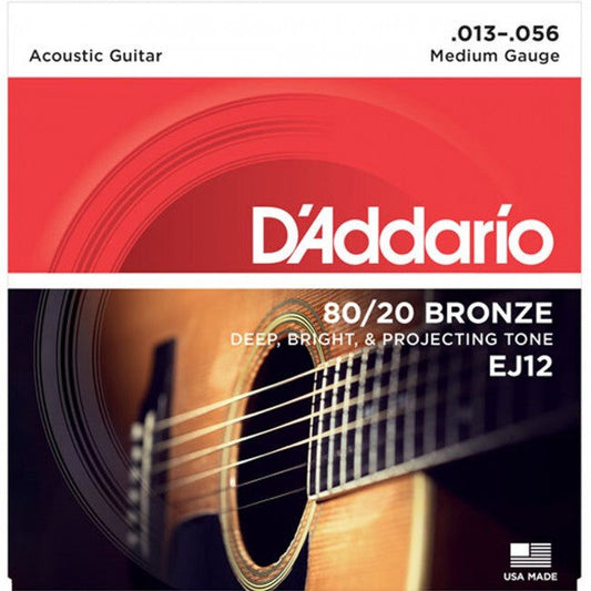 D'Addario EJ12 Acoustic Guitar String Set 13-56 Bronze Medium