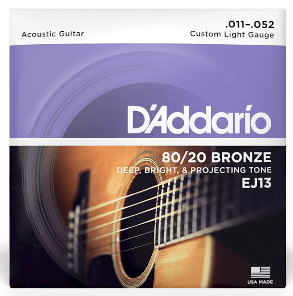 D'Addario 11-52 Custom Light Acoustic Guitar Strings 80/20 Bronze 6-String Set — view 5