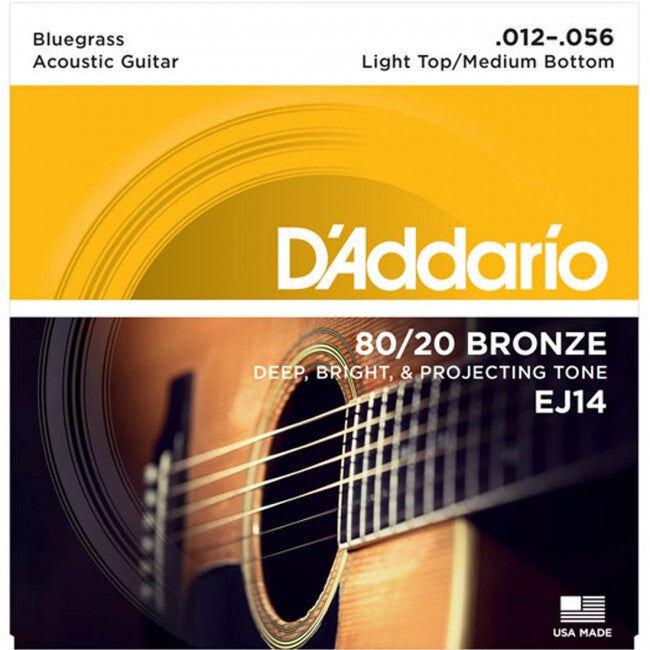 D'Addario EJ14 Acoustic Guitar String Set 12-56 Bluegrass Hybrid Gauge