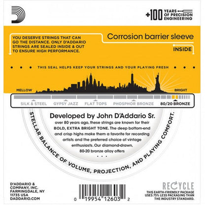 D'Addario EJ14 Acoustic Guitar String Set 12-56 Bluegrass Hybrid Gauge — view 2