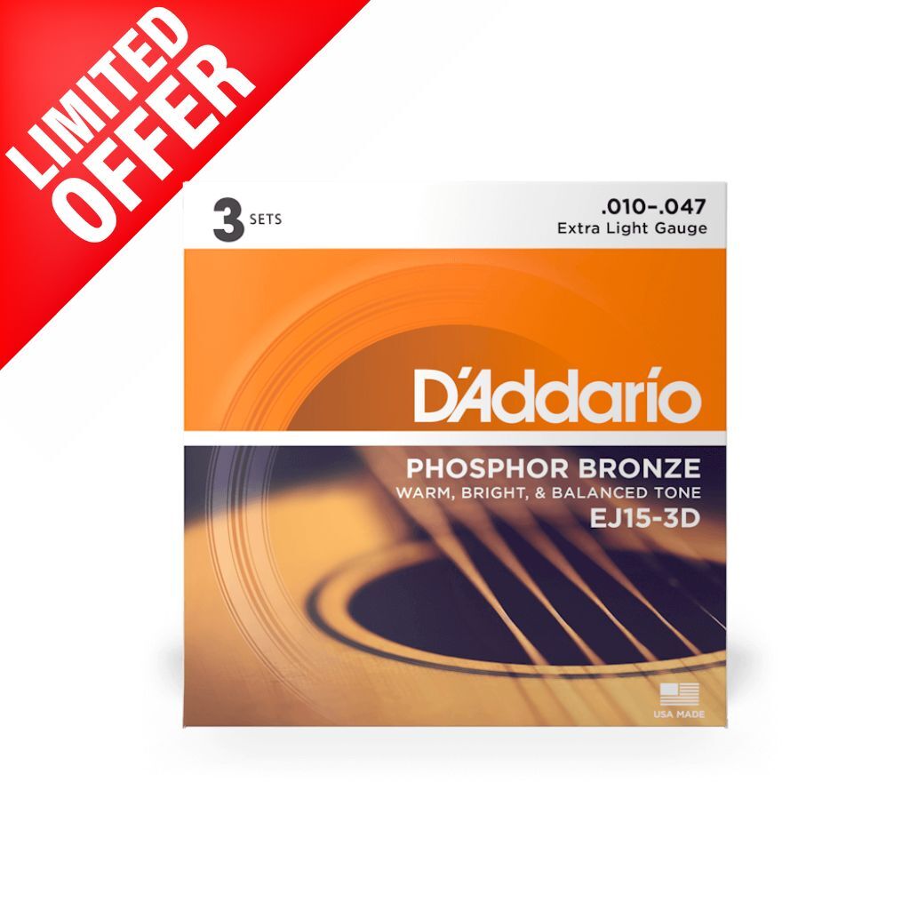 D'Addario Acoustic Guitar String Set 3D 10-47 Phosphor Bronze Extra Light — view 2