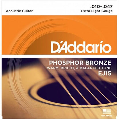 D'Addario Phosphor Bronze Acoustic Guitar String Set 10-47 Extra Light