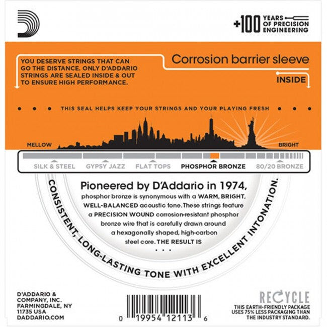 D'Addario Phosphor Bronze Acoustic Guitar String Set 10-47 Extra Light — view 2