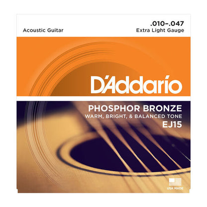 D'Addario Phosphor Bronze Acoustic Guitar String Set 10-47 Extra Light — view 5