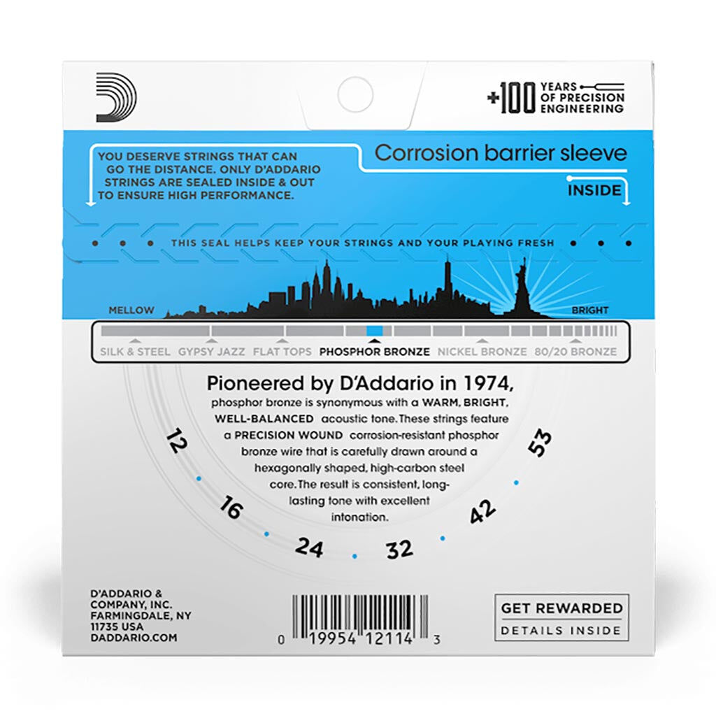 D'Addario EJ16 Acoustic Guitar String Set 12-53 Phosphor Bronze Light Gauge — view 6