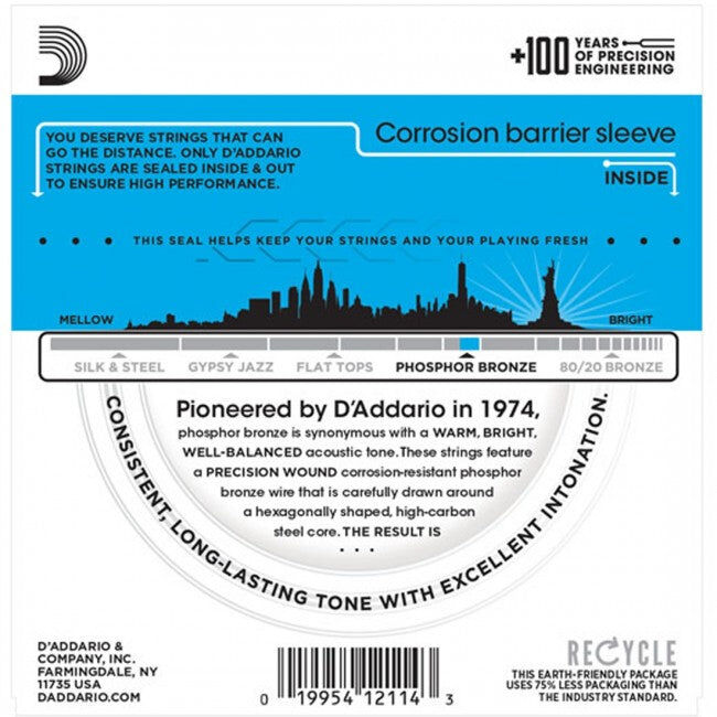 D'Addario EJ16 Acoustic Guitar String Set 12-53 Phosphor Bronze Light Gauge — view 2