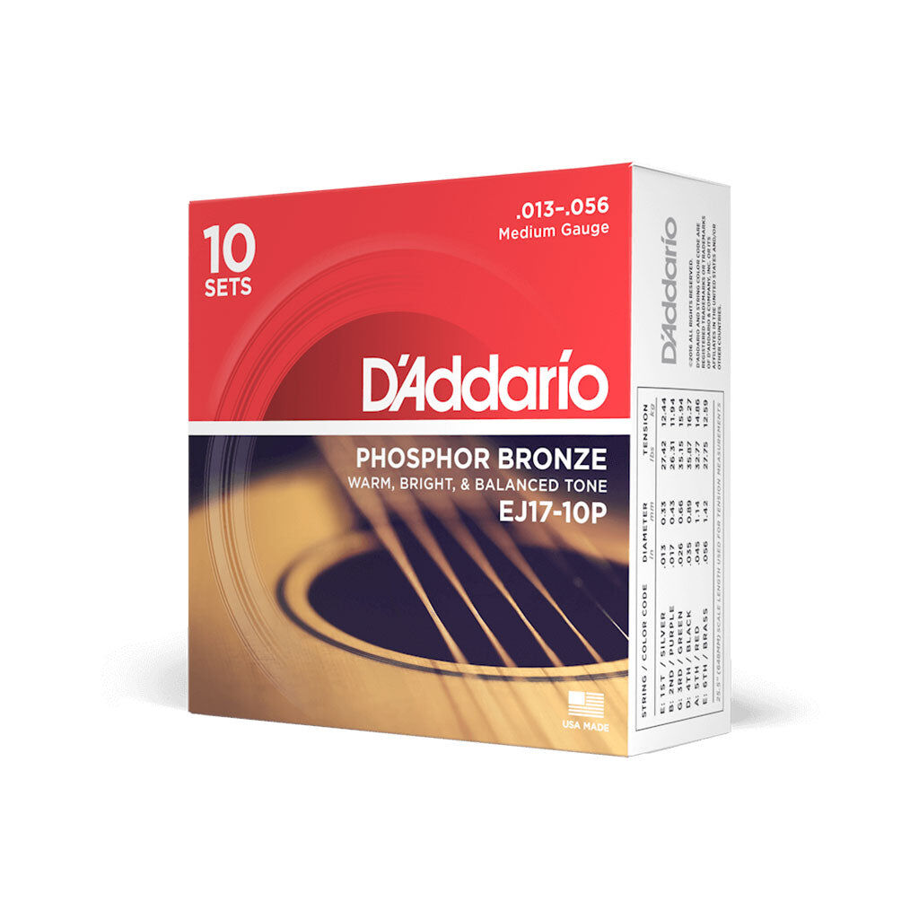D'Addario Acoustic Guitar String Set 13-56 Phosphor Bronze Medium Q/P10 — view 3