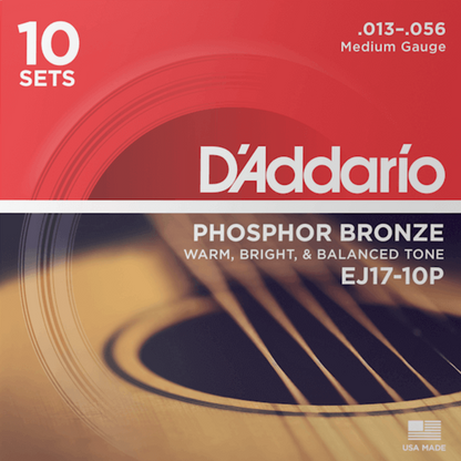 D'Addario Acoustic Guitar String Set 13-56 Phosphor Bronze Medium Q/P10 — view 6