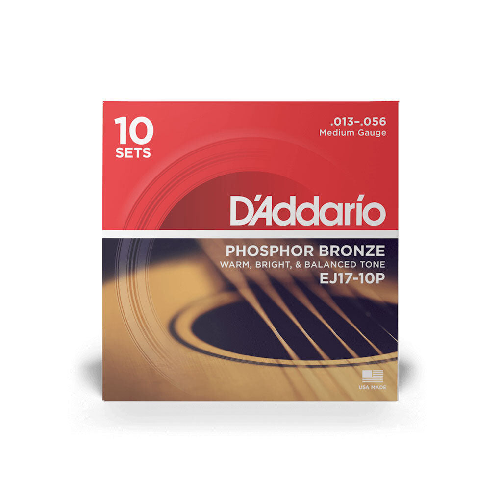 D'Addario Acoustic Guitar String Set 13-56 Phosphor Bronze Medium Q/P10