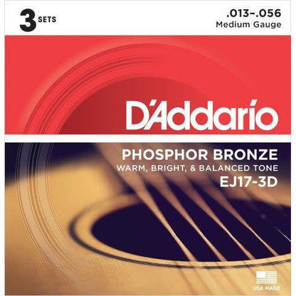 D'Addario Phosphor Bronze Acoustic Guitar String Set 13-56 Medium Gauge EJ17 — view 5