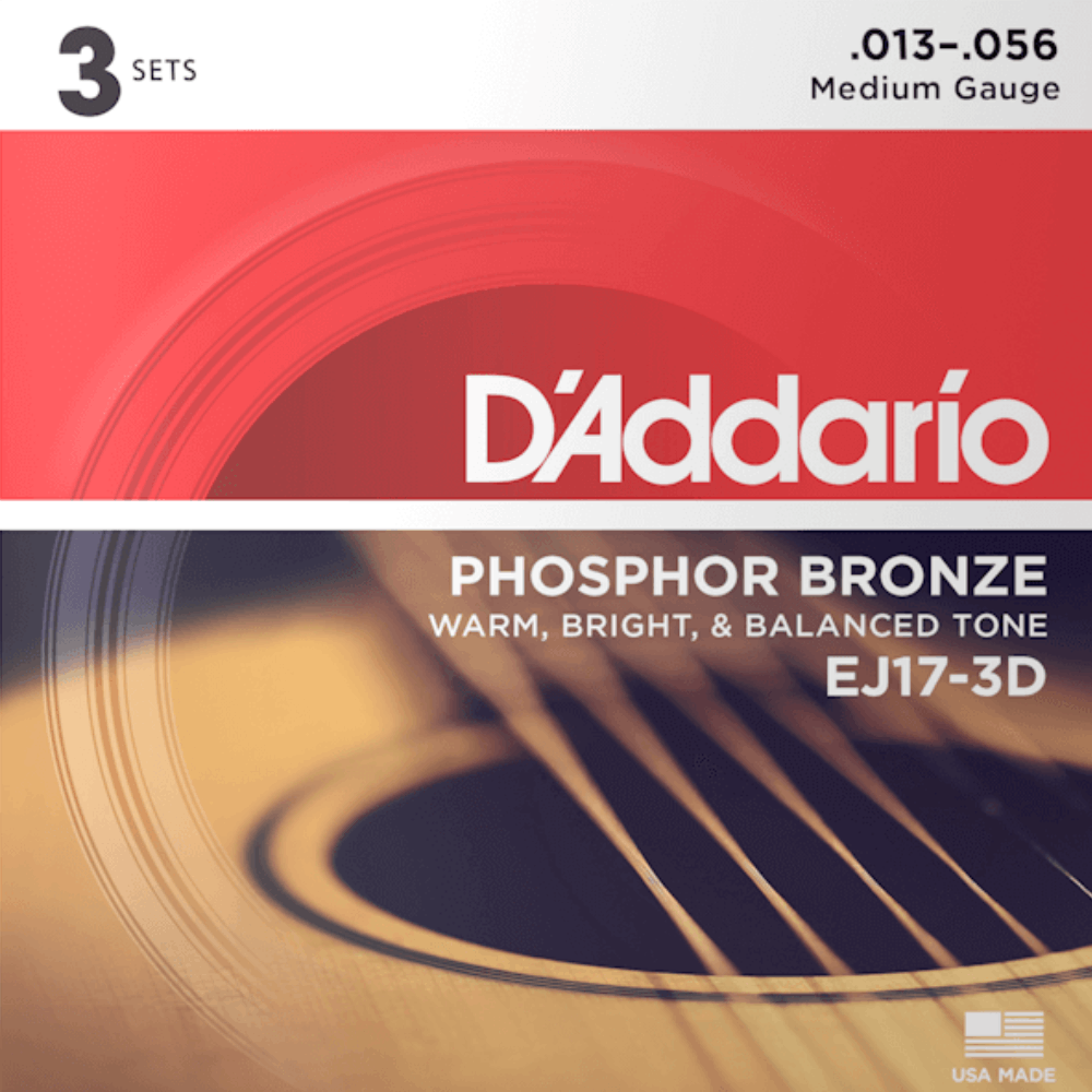 D'Addario Phosphor Bronze Acoustic Guitar String Set 13-56 Medium Gauge EJ17 — view 6
