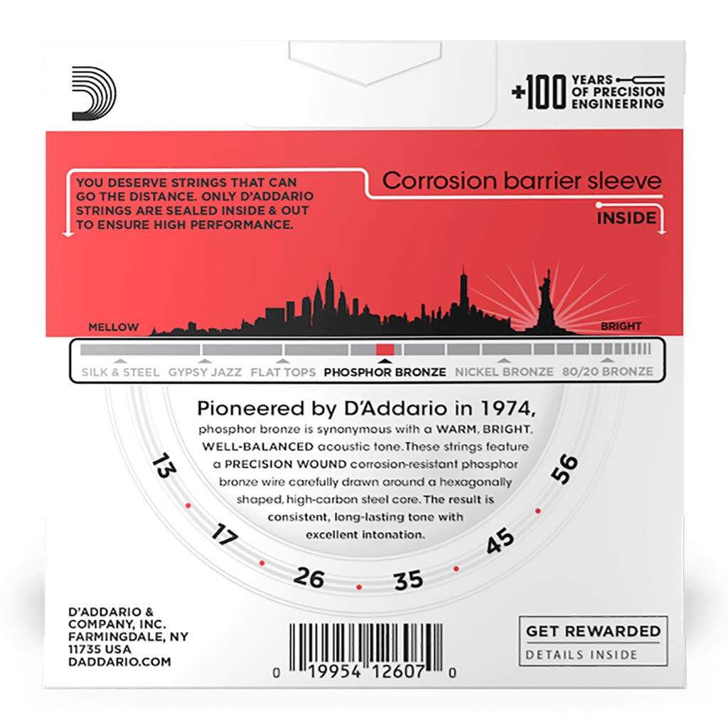 D'Addario Phosphor Bronze Acoustic Guitar String Set 13-56 Medium Gauge EJ17 — view 4