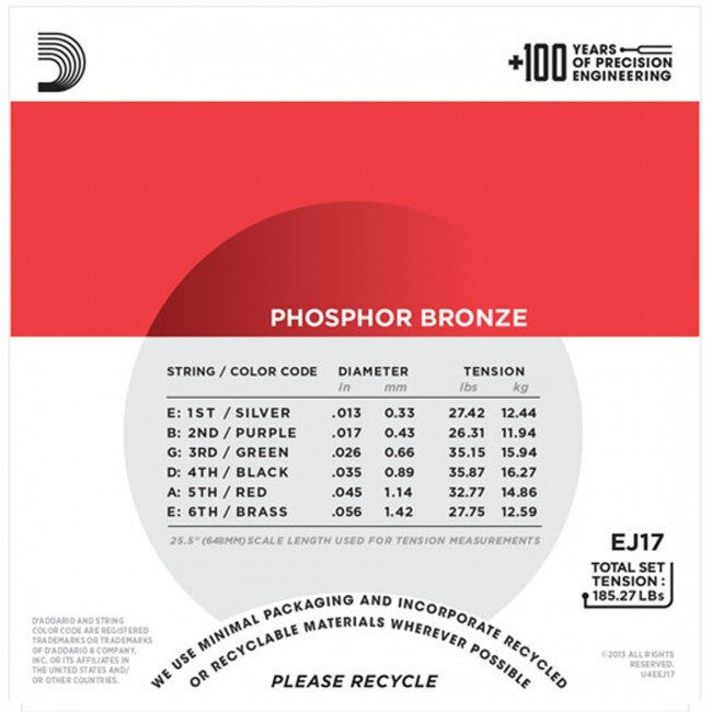 D'Addario EJ17 Medium Acoustic Guitar String Set 13-56 Phosphor Bronze — view 3