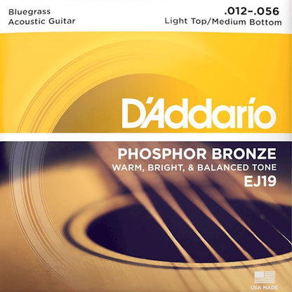 D'Addario EJ19 Bluegrass LT Guitar Strings - Hybrid Gauge, Phosphor Bronze, Made in USA, .012 to .056 — view 5