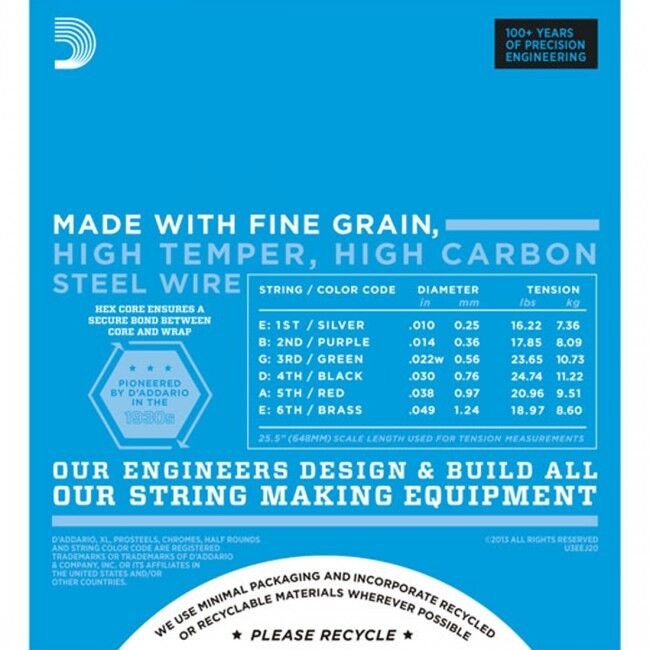 D'Addario EJ20 Electric Guitar String Set 10-49 Jazz XL Light — view 3