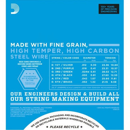 D'Addario EJ21 Nickel Wound Electric Guitar Strings Set 12/52 for Jazz, Light Gauge — view 3