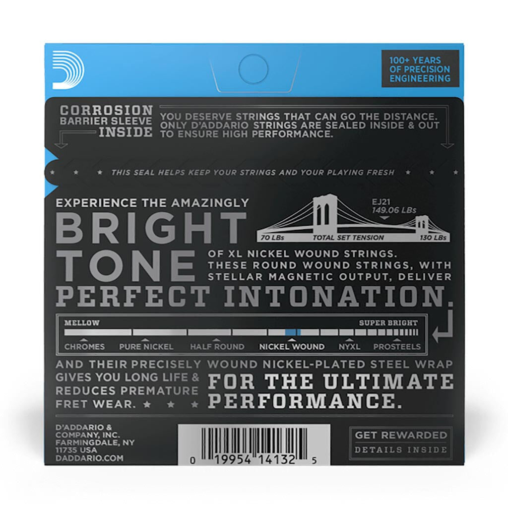 D'Addario EJ21 Nickel Wound Electric Guitar Strings Set 12/52 for Jazz, Light Gauge — view 6
