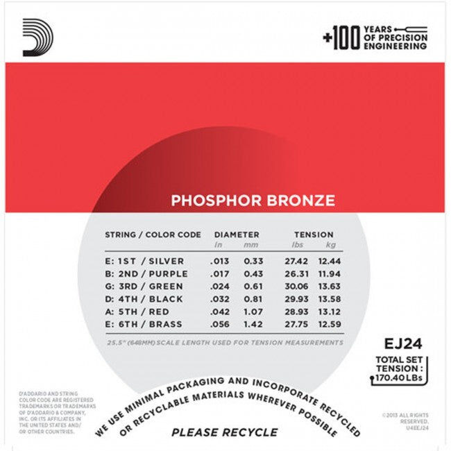 D'Addario EJ24 Acoustic Guitar String Set 13-56 Phosphor Bronze for DADGAD and Standard Tuning — view 3
