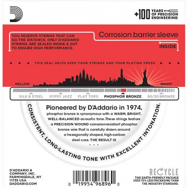 D'Addario EJ24 Acoustic Guitar String Set 13-56 Phosphor Bronze for DADGAD and Standard Tuning — view 2