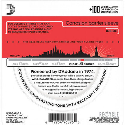 D'Addario EJ24 Acoustic Guitar String Set 13-56 Phosphor Bronze for DADGAD and Standard Tuning — view 2