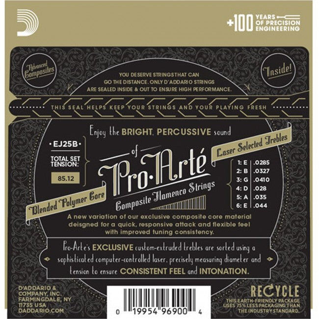 D'Addario EJ25B Flamenco GTR String Set Black Nylon/Silver — view 2