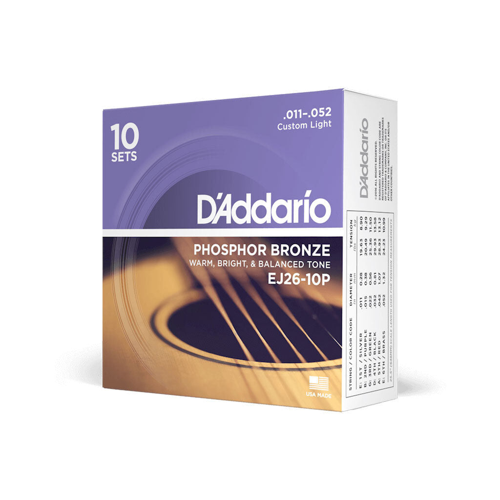 D'Addario Acoustic Guitar String Set 11-52 Phosphor Bronze Custom Light — view 3