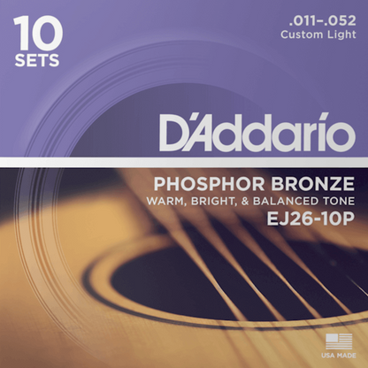D'Addario Acoustic Guitar String Set 11-52 Phosphor Bronze Custom Light — view 5