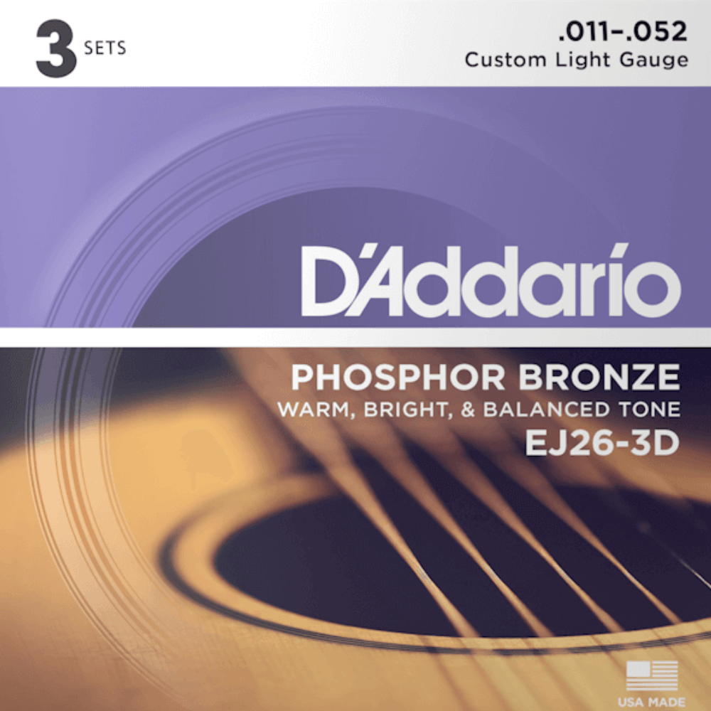 D'Addario Acoustic Guitar String Set 3D 11-52 Custom Light Phosphor Bronze — view 5