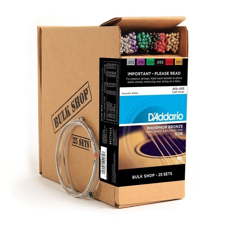 D'Addario EJ26-B25 Phosphor Bronze Acoustic Guitar Strings, Light, 25 Bulk Sets