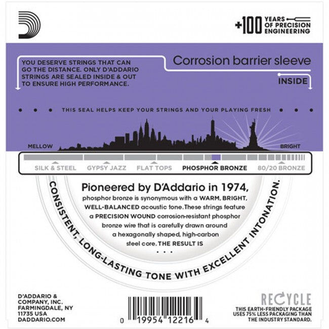 D'Addario Acoustic Guitar String Set 11-52 Custom Light Phosphor Bronze — view 2