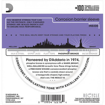 D'Addario Acoustic Guitar String Set 11-52 Custom Light Phosphor Bronze — view 2