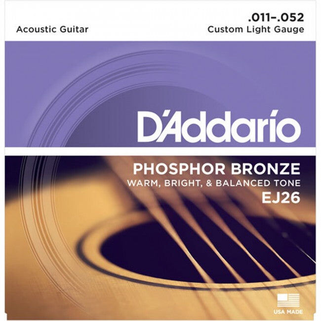 D'Addario Acoustic Guitar String Set 11-52 Custom Light Phosphor Bronze