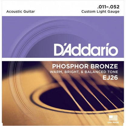 D'Addario Acoustic Guitar String Set 11-52 Custom Light Phosphor Bronze