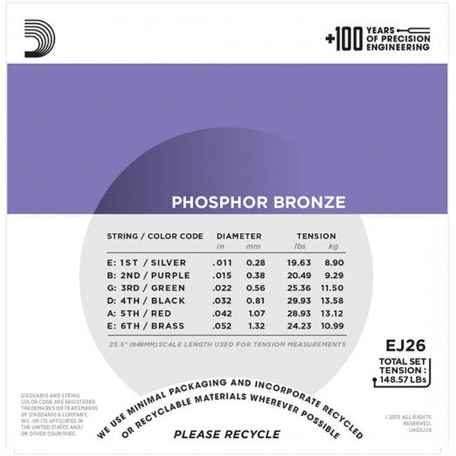 D'Addario Acoustic Guitar String Set 11-52 Custom Light Phosphor Bronze — view 3